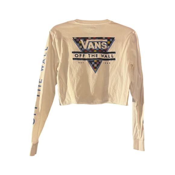 VANS Off The Wall Cropped Long Sleeve Shirt Logo XS Cotton Streetwear Skater - Picture 1 of 8